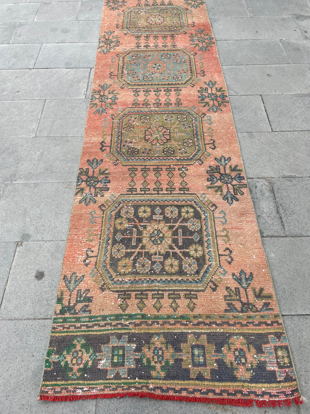 Beige Turkish Runner Rug 2' 7" x 21' 8" Hand-Knotted border