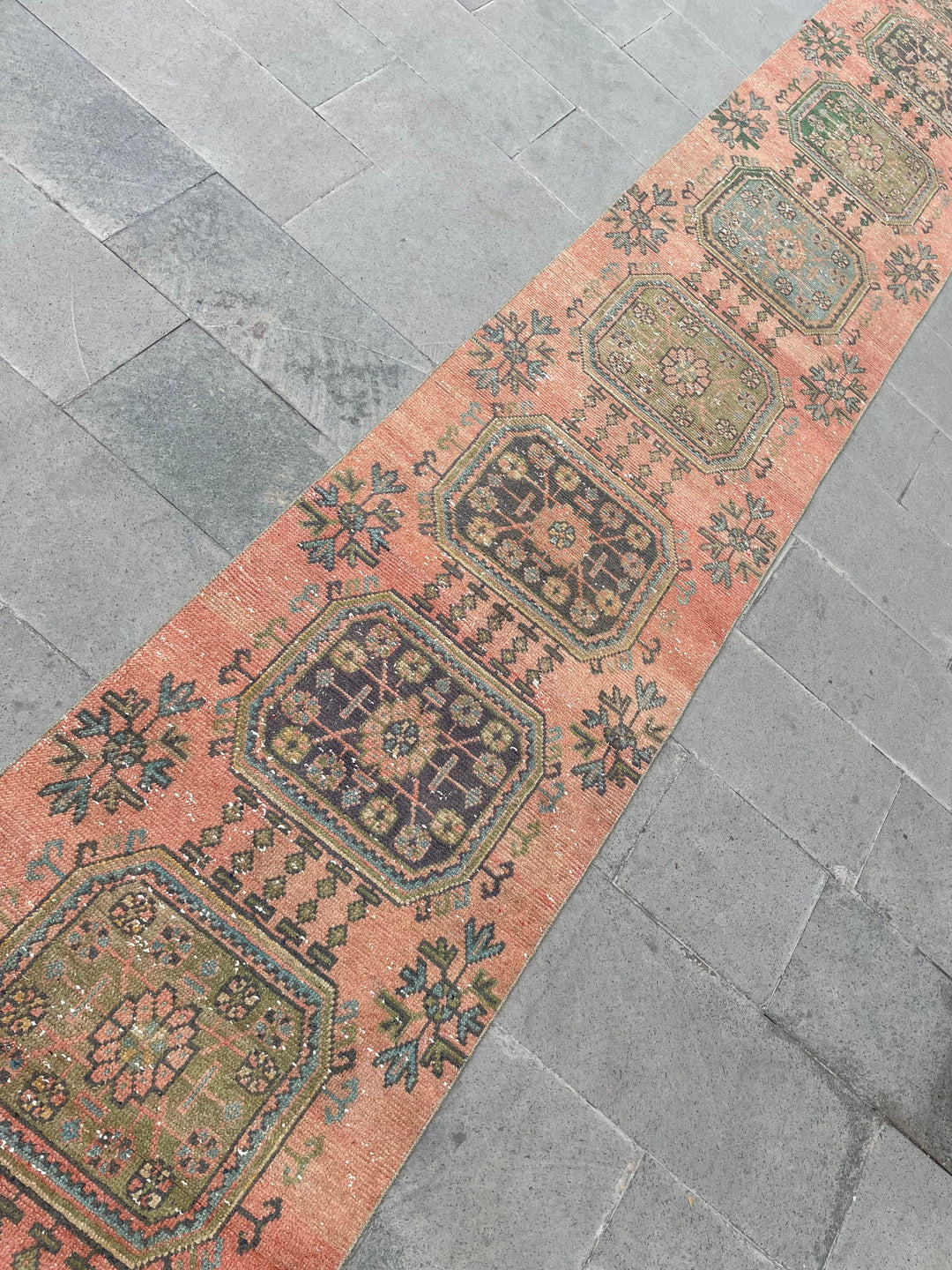 Beige Turkish Runner Rug 2' 7" x 21' 8" Hand-Knotted reverse