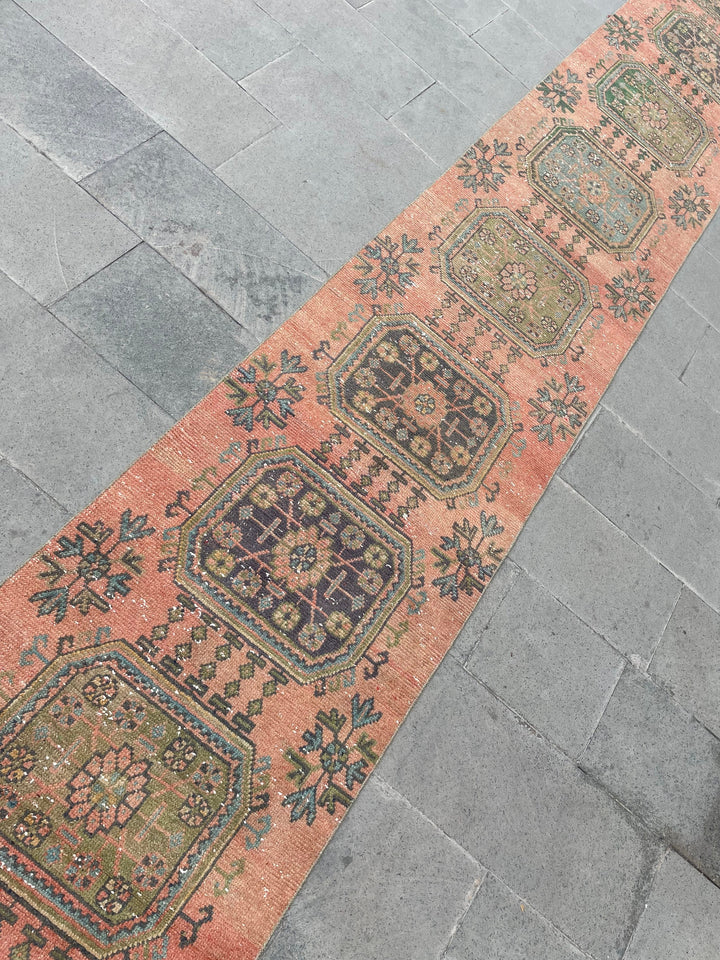 Beige Turkish Runner Rug 2' 7" x 21' 8" Hand-Knotted reverse