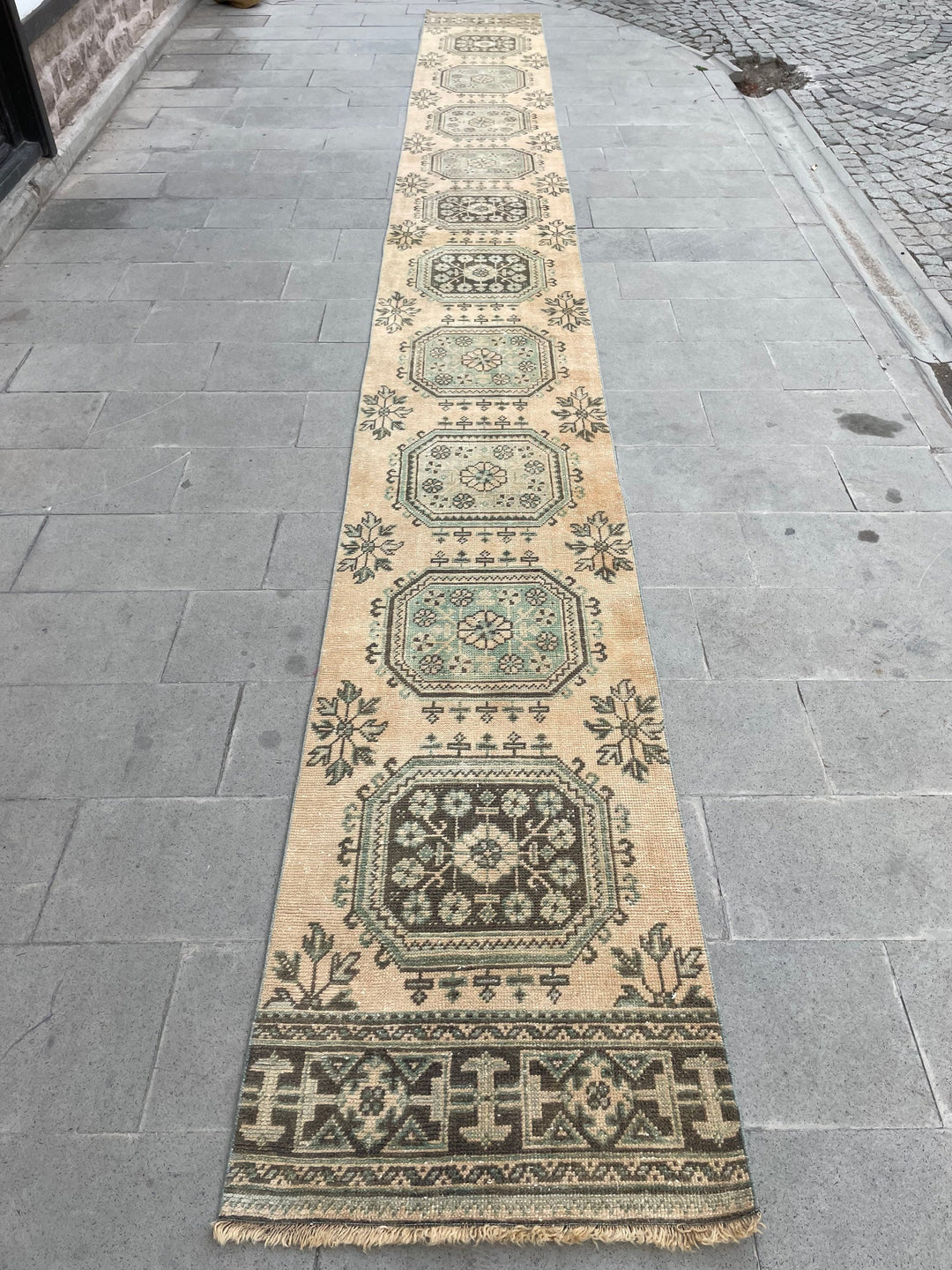 Beige Turkish Runner Rug 2' 5" x 22' 2" Hand-Knotted view 9