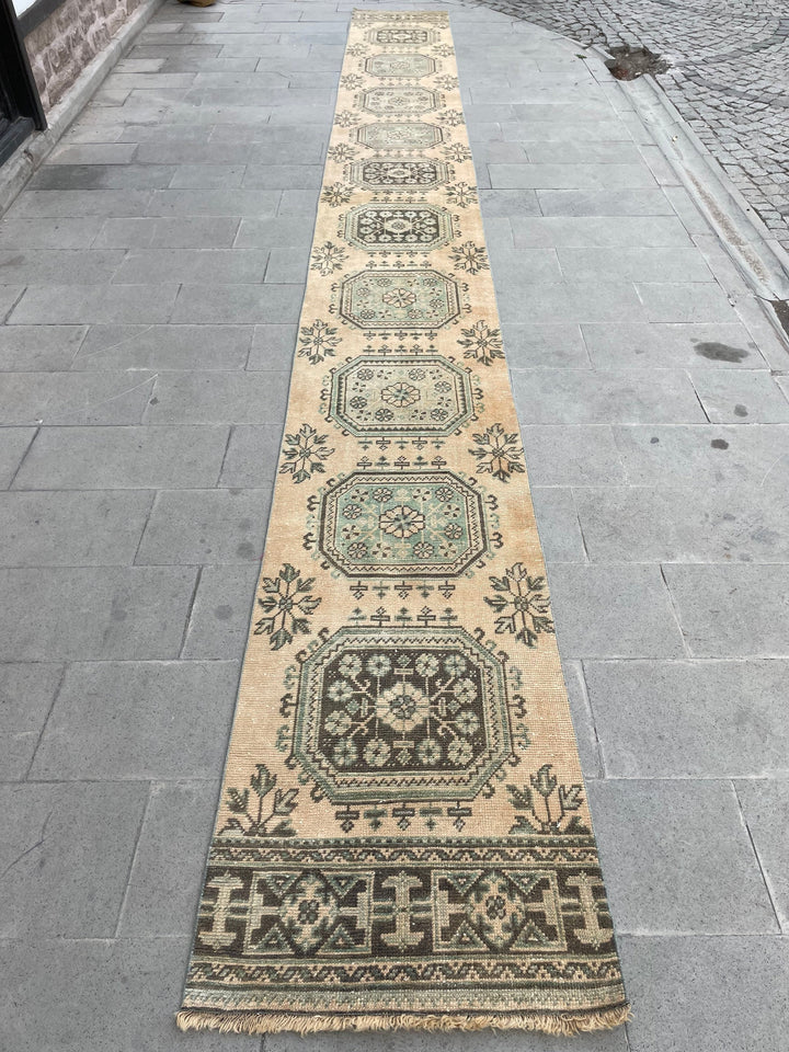 Beige Turkish Runner Rug 2' 5" x 22' 2" Hand-Knotted view 9