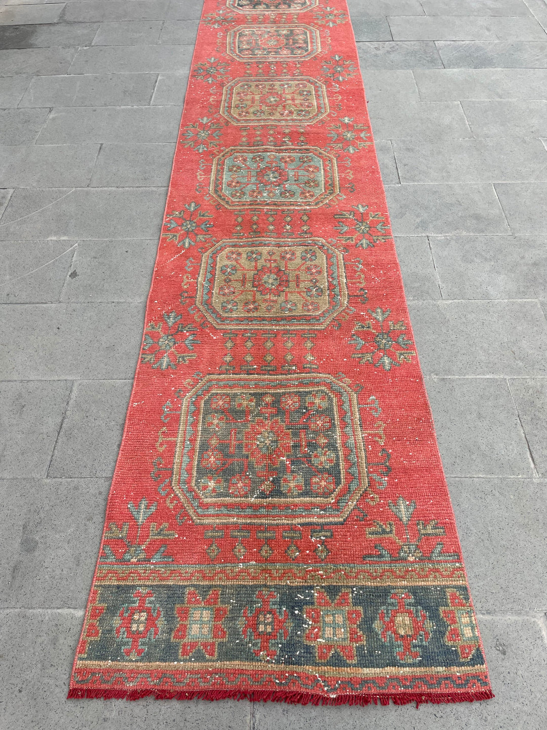 Red Turkish Runner Rug 2' 8" x 20' 6" Hand-Knotted view 9