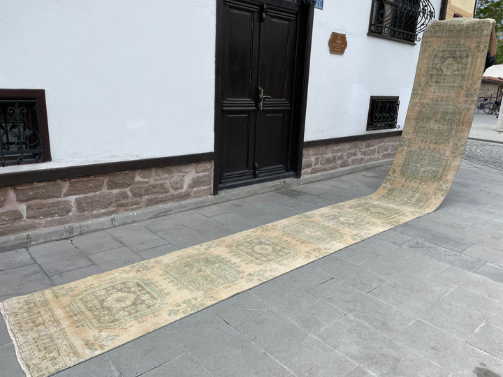 Beige Turkish Runner Rug 2' 7" x 21' 2" Hand-Knotted view