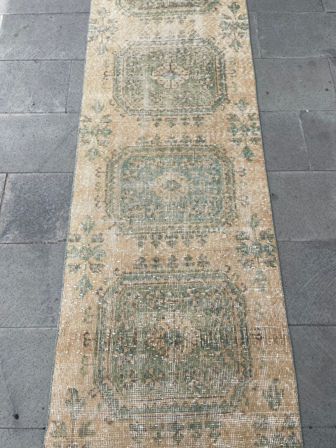 Beige Turkish Runner Rug 2' 7" x 21' 2" Hand-Knotted close-up