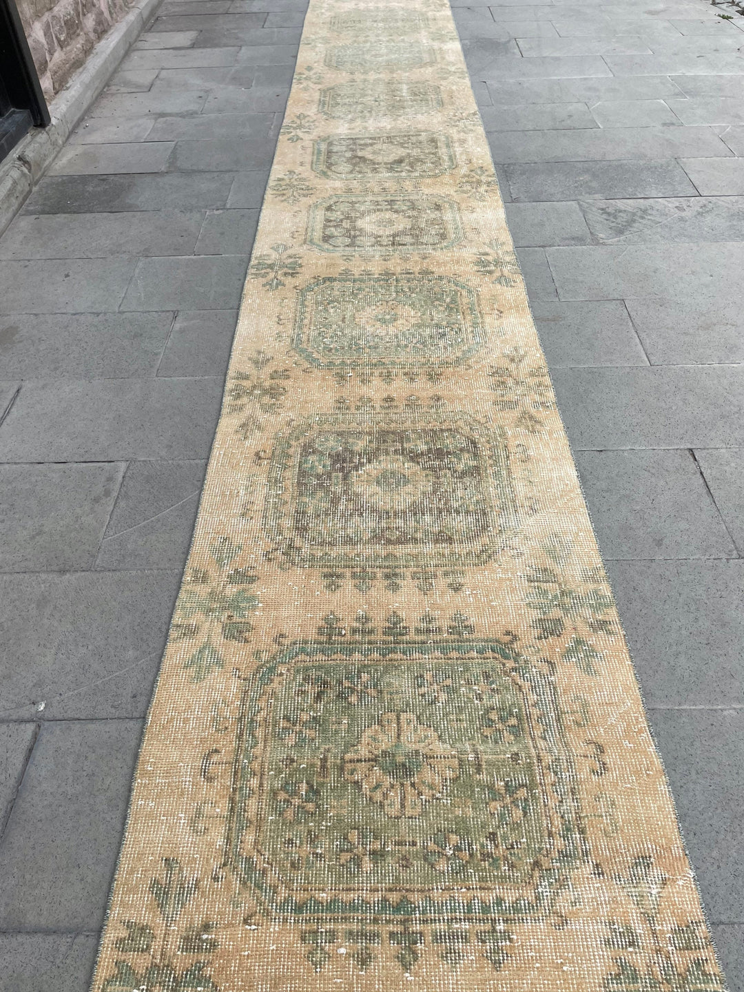 Beige Turkish Runner Rug 2' 7" x 21' 2" Hand-Knotted border