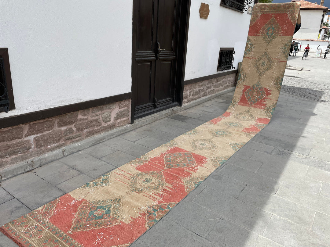 Beige Turkish Runner Rug 2' 8" x 20' 6" Hand-Knotted