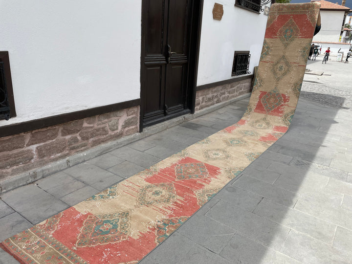 Beige Turkish Runner Rug 2' 8" x 20' 6" Hand-Knotted