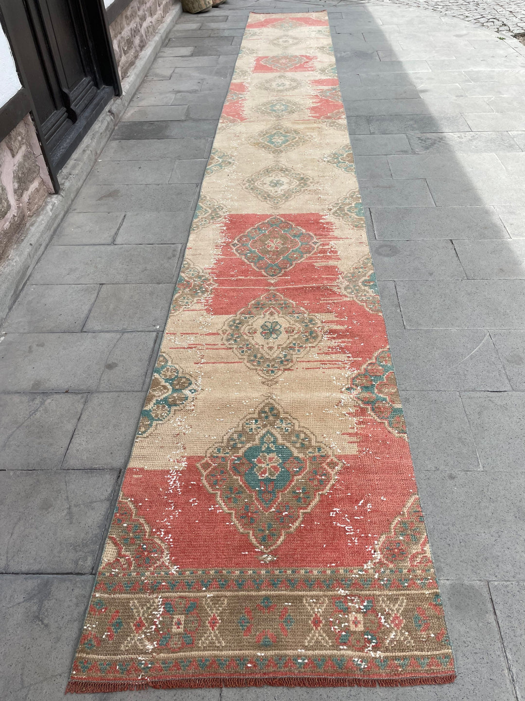 Beige Turkish Runner Rug 2' 8" x 20' 6" Hand-Knotted pattern
