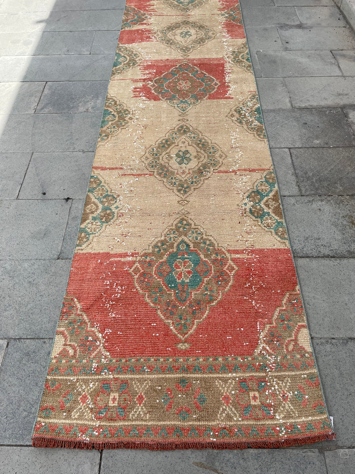 Beige Turkish Runner Rug 2' 8" x 20' 6" Hand-Knotted field