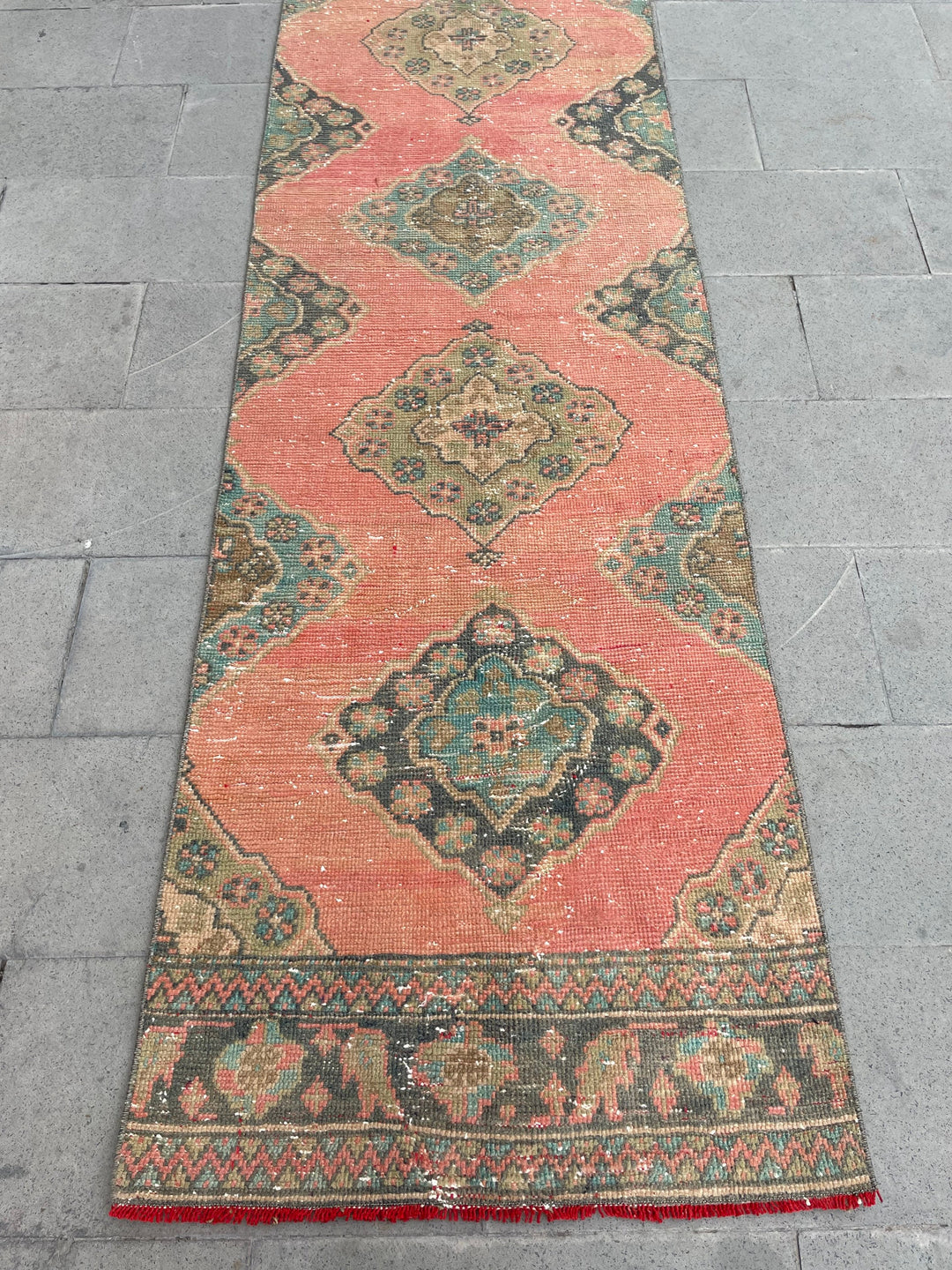 Red Turkish Runner Rug 2' 9" x 20' 3" Hand-Knotted texture