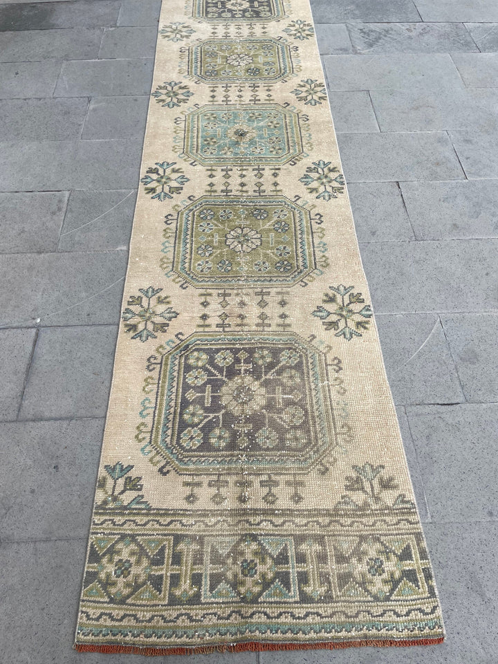 Beige Turkish Runner Rug 2' 6" x 20' 2" Hand-Knotted view 9