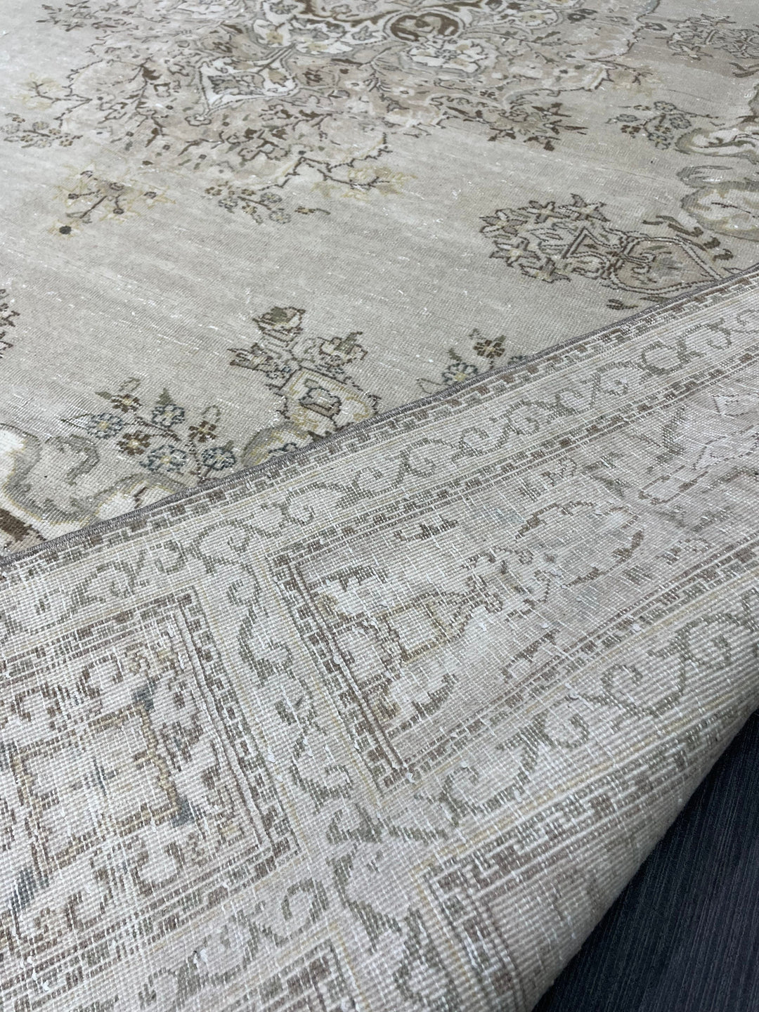 Rust Turkish Runner Rug 6' 8" x 9' 7" Hand-Knotted texture