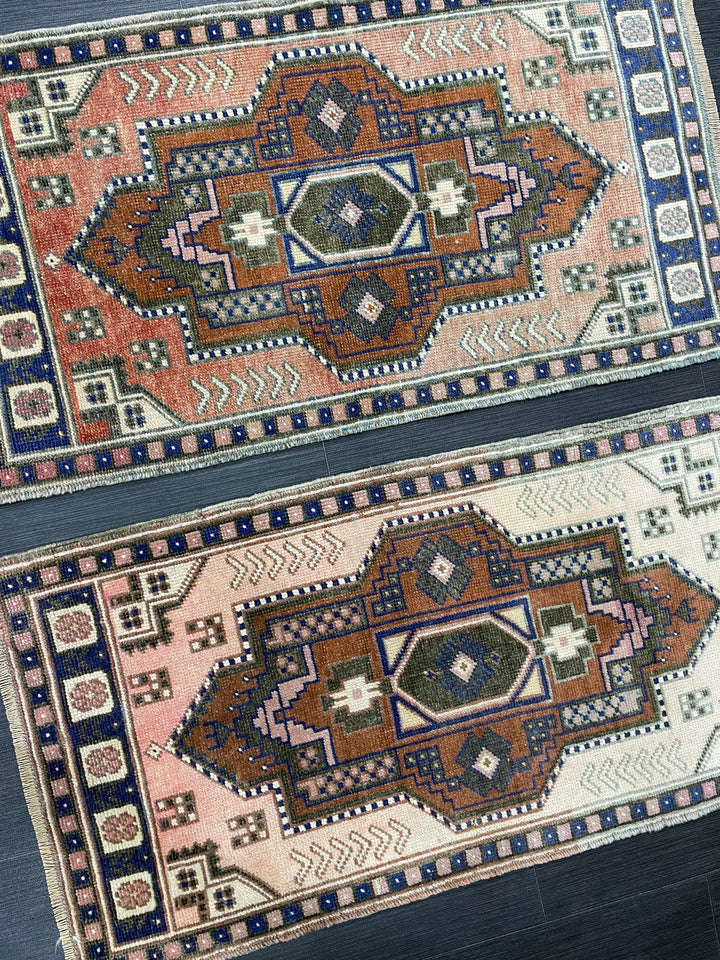 Beige Turkish Runner Rug 1' 8" x 3' 4" Hand-Knotted field