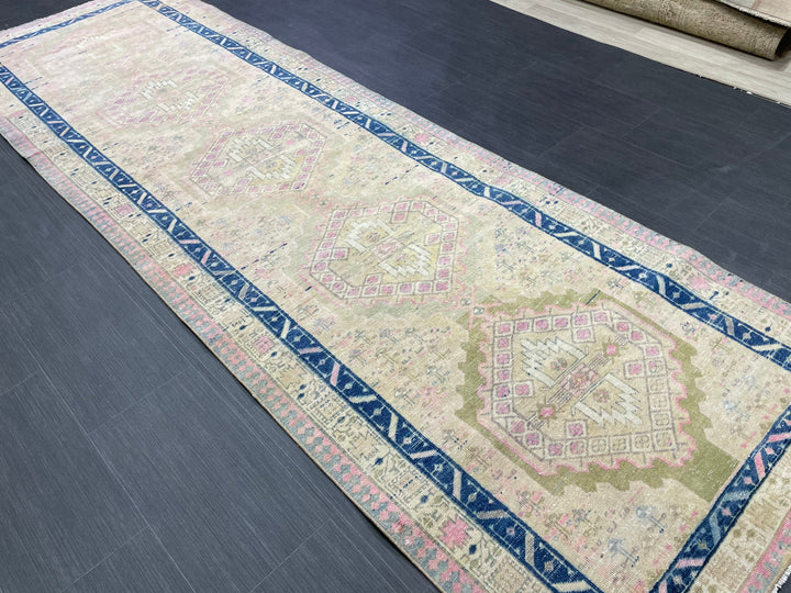 Beige Turkish Runner Rug 3' 5" x 10' 7" Hand-Knotted view