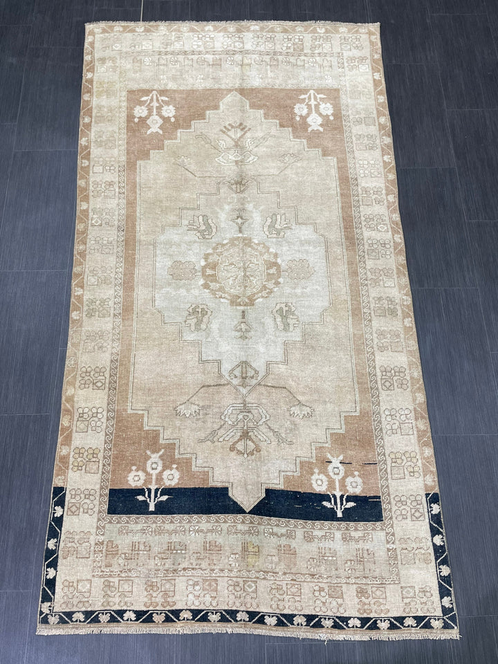 Brown Turkish Oushak Rug 3' 11" x 7' 4" Hand-Knotted | No. WR95940
