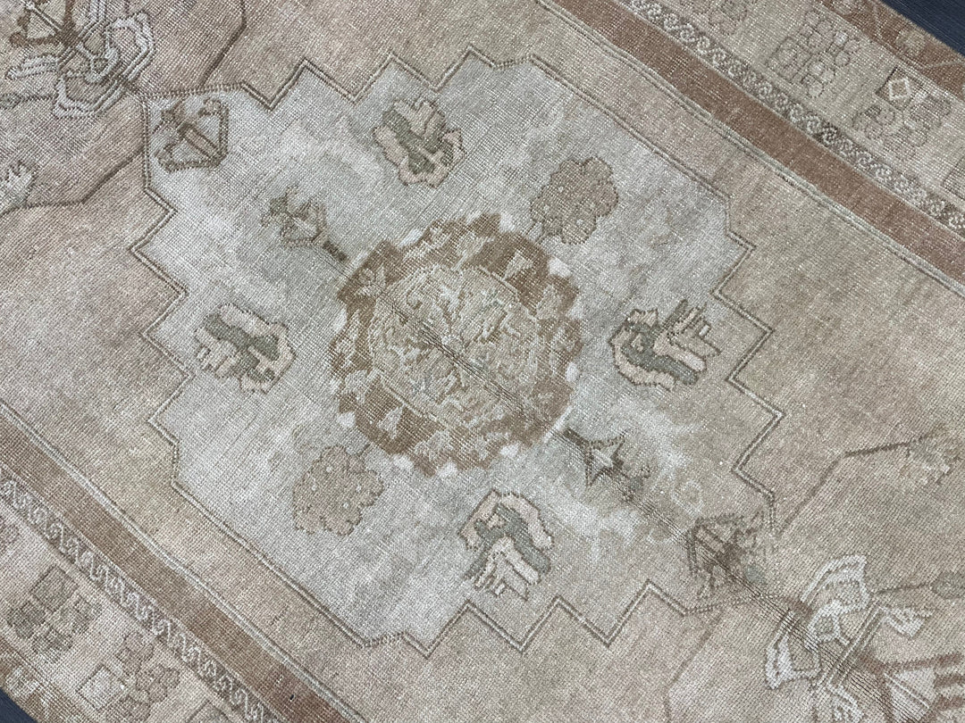 Brown Turkish Oushak Rug 3' 11" x 7' 4" Hand-Knotted | No. WR95940