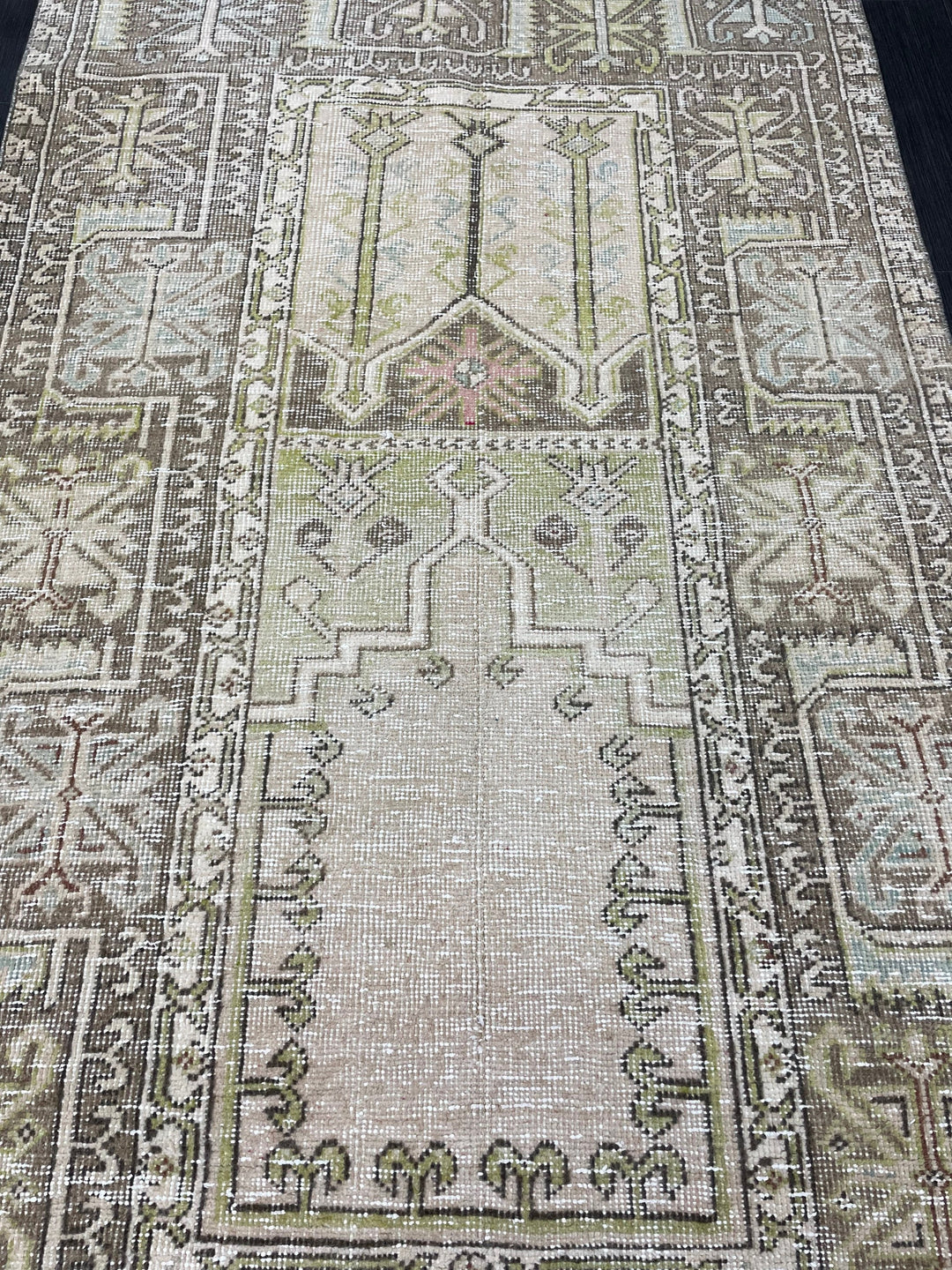 Rust Turkish Runner Rug 3' 6" x 6' 7" Hand-Knotted pattern
