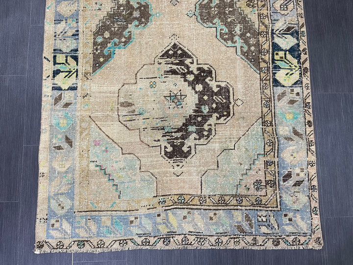 Rust Turkish Runner Rug 3' 7" x 6' Hand-Knotted border