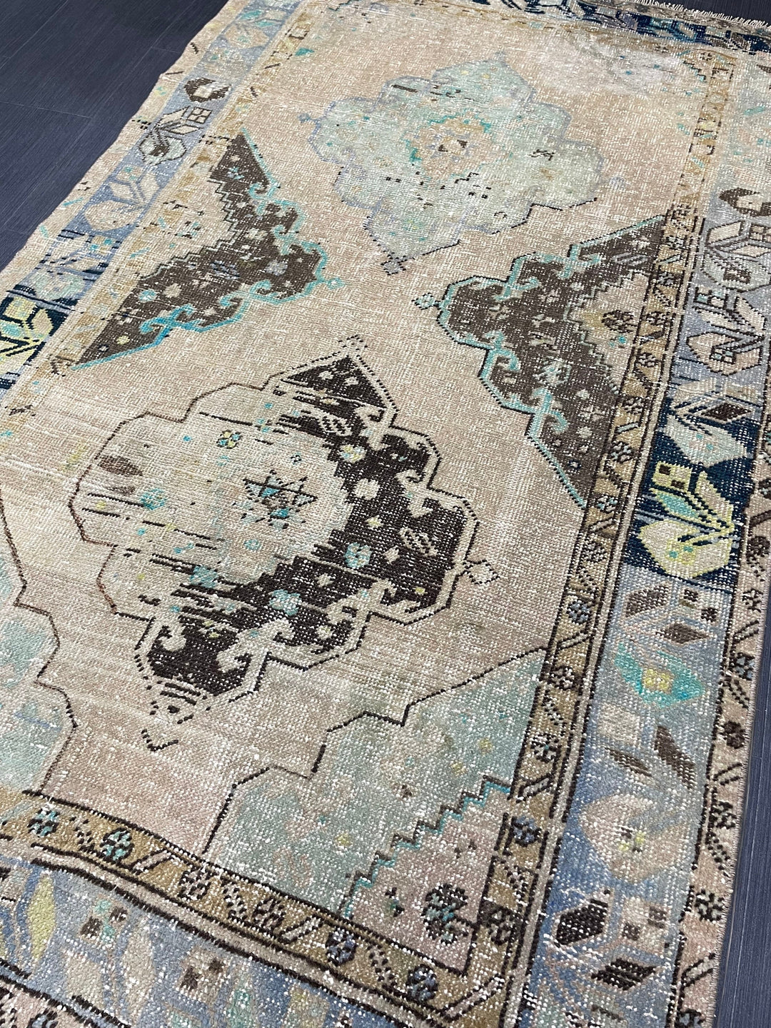 Rust Turkish Runner Rug 3' 7" x 6' Hand-Knotted field