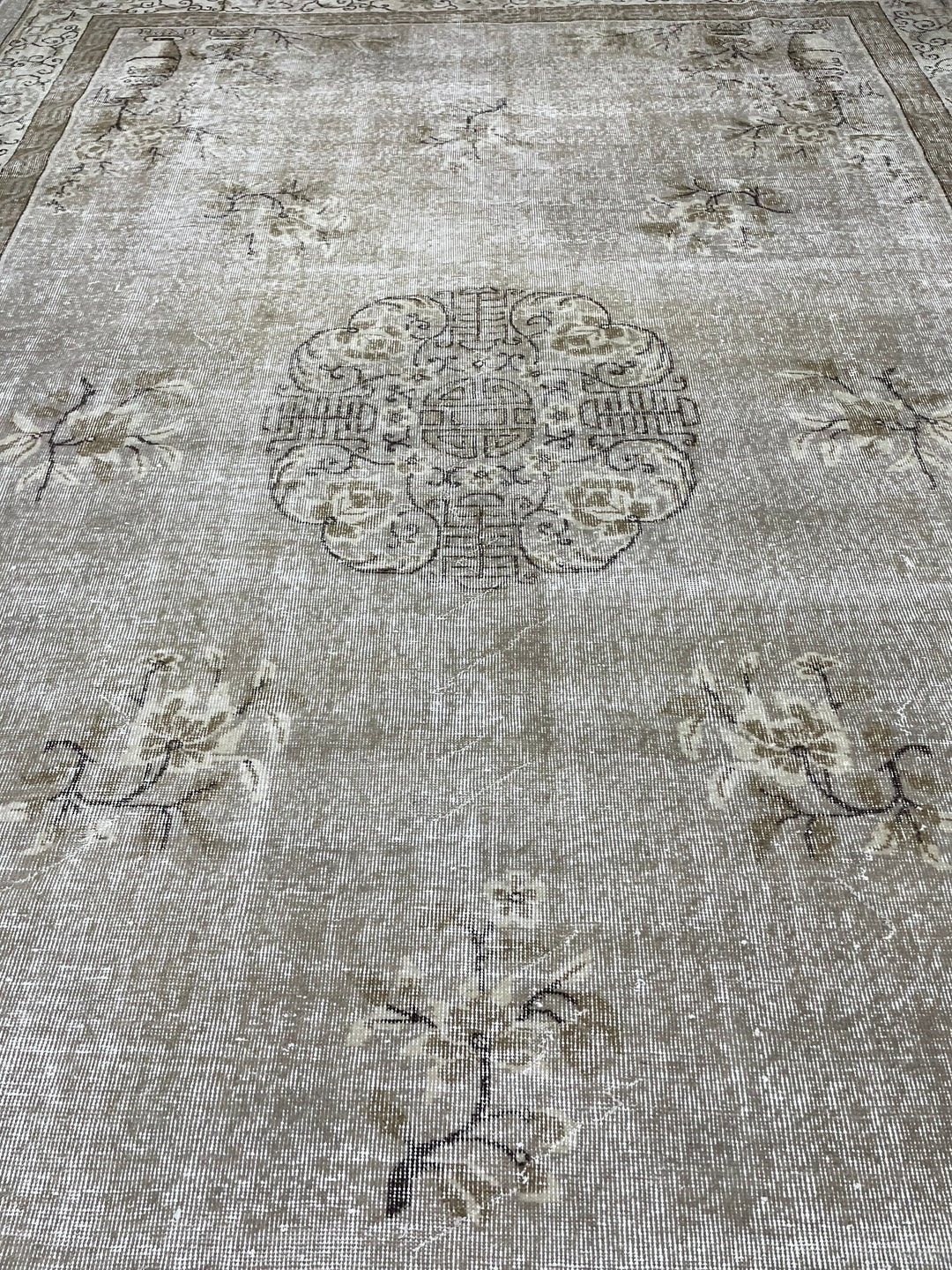 Beige Turkish Oushak Rug 8' 5" x 12' 3" Hand-Knotted view 9