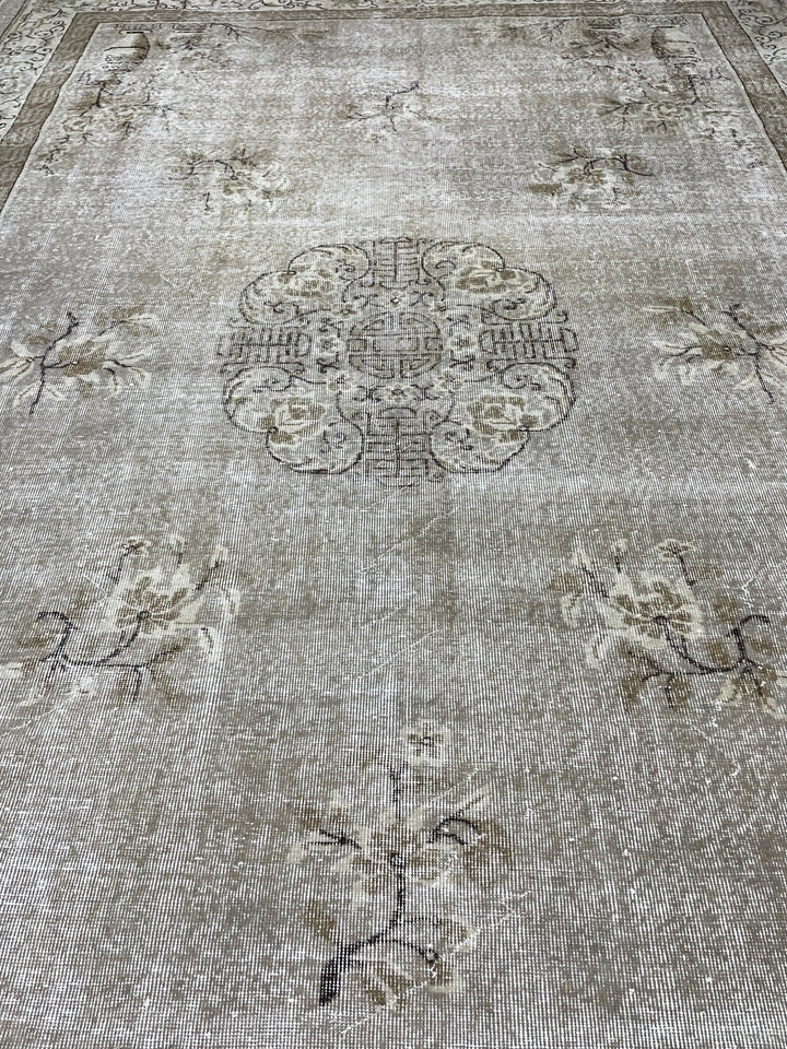 Beige Turkish Oushak Rug 8' 5" x 12' 3" Hand-Knotted view 9
