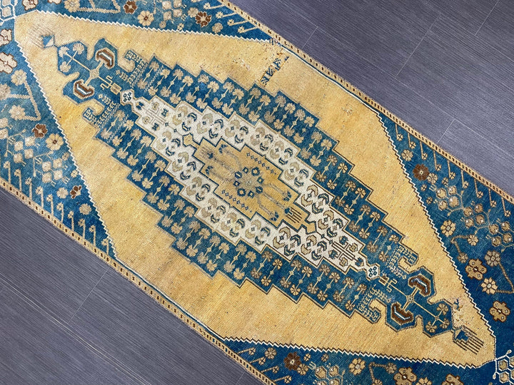 Blue Turkish Runner Rug 2' 10" x 9' 5" Hand-Knotted | No. WR19726