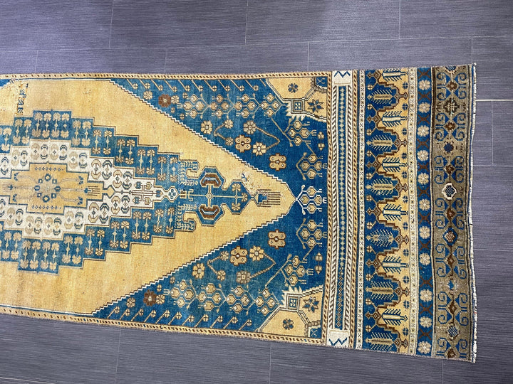 Blue Turkish Runner Rug 2' 10" x 9' 5" Hand-Knotted | No. WR19726