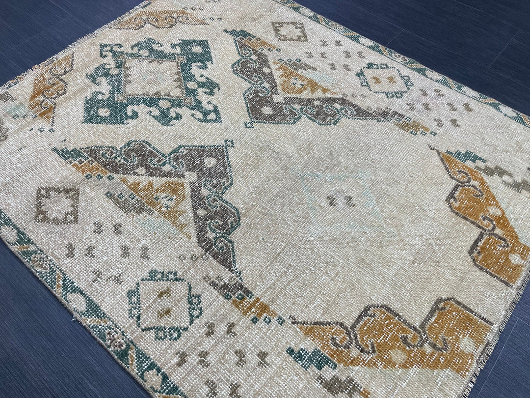 Rust Turkish Runner Rug 3' 7" x 4' 5" Hand-Knotted