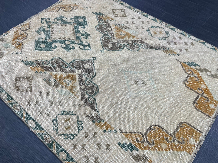 Rust Turkish Runner Rug 3' 7" x 4' 5" Hand-Knotted