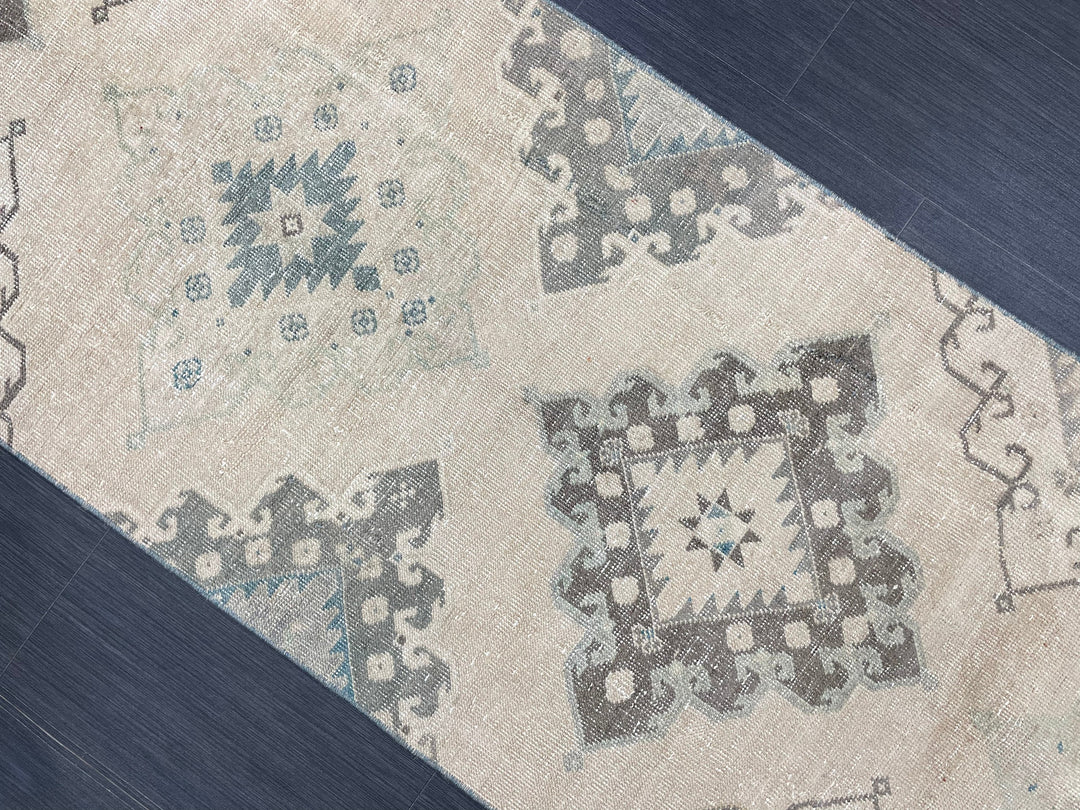 Beige Turkish Runner Rug 2' 9" x 11' 2" Hand-Knotted texture