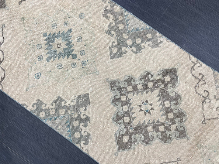 Beige Turkish Runner Rug 2' 9" x 11' 2" Hand-Knotted texture