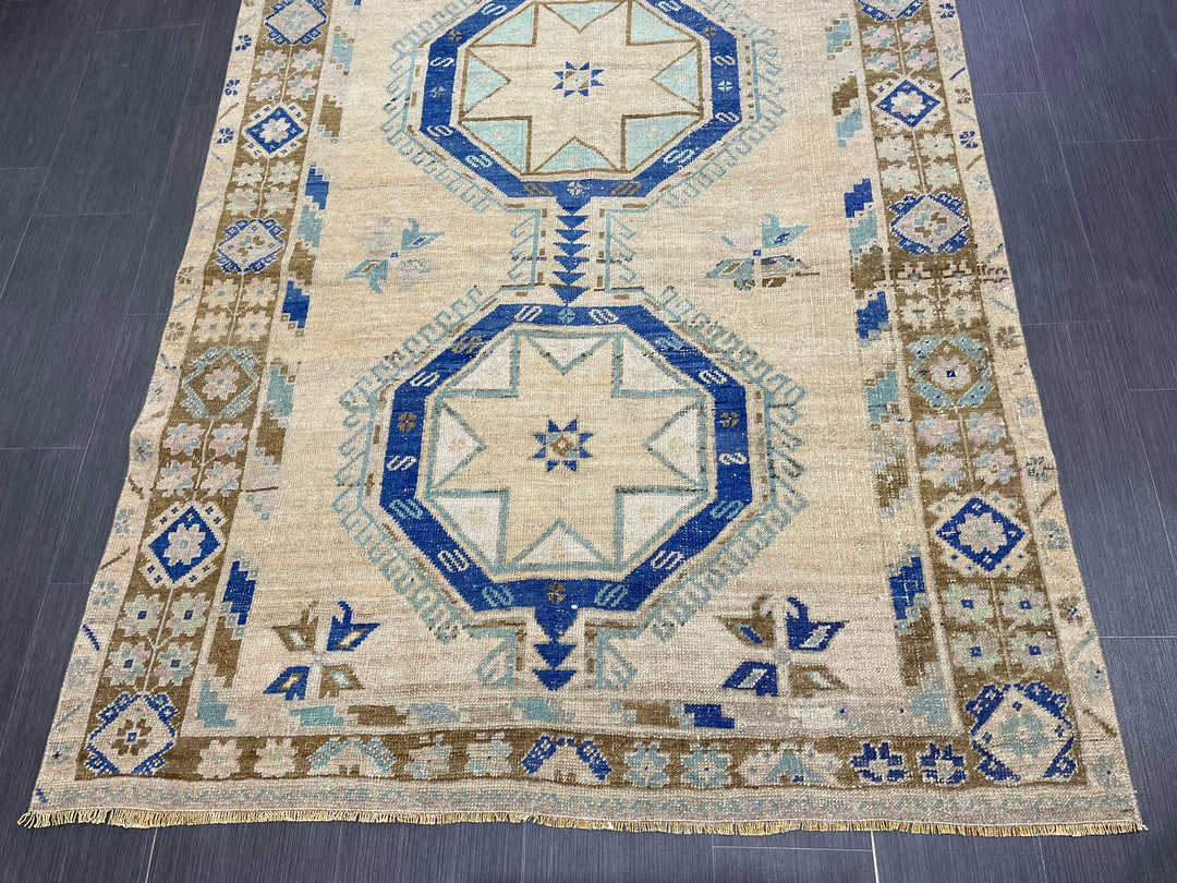 Beige Turkish Runner Rug 4' 9" x 12' 6" Hand-Knotted view