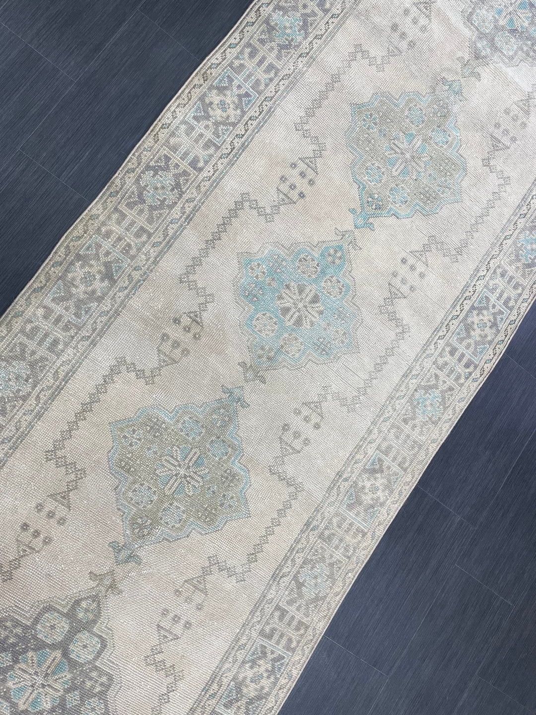 Beige Turkish Runner Rug 3' 11" x 11' 7" Hand-Knotted texture
