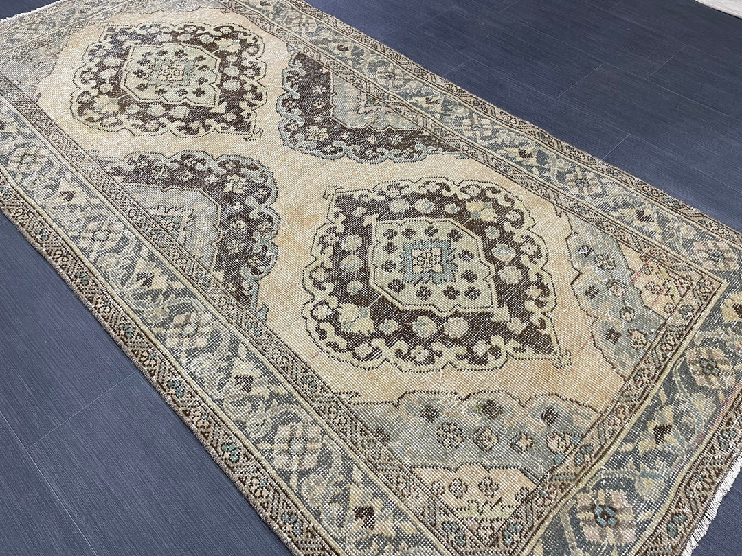 Rust Turkish Runner Rug 3' 6" x 6' 11" Hand-Knotted