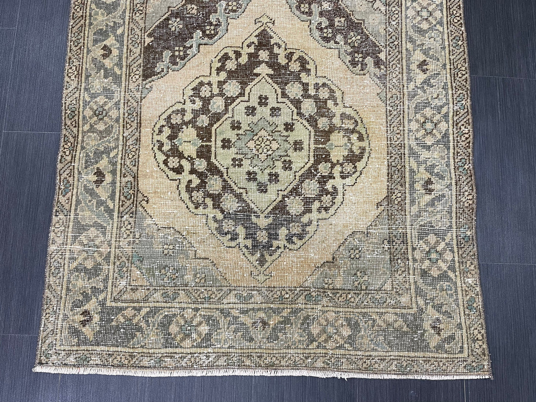 Rust Turkish Runner Rug 3' 6" x 6' 11" Hand-Knotted texture