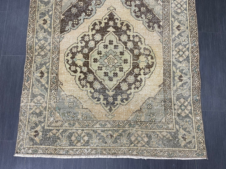 Rust Turkish Runner Rug 3' 6" x 6' 11" Hand-Knotted texture