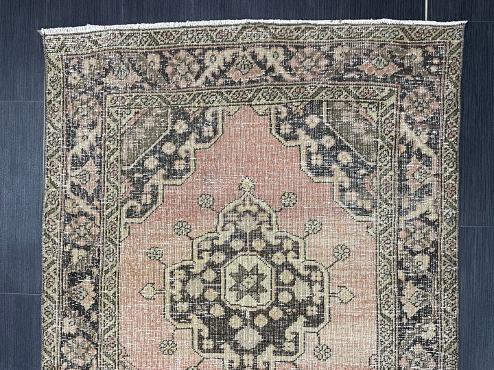Rust Turkish Runner Rug 3' 5" x 6' 10" Hand-Knotted field