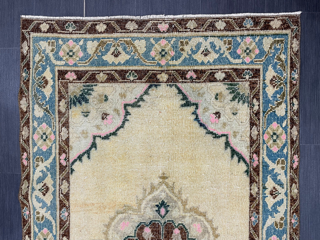 Beige Turkish Runner Rug 3' 6" x 6' 9" Hand-Knotted view