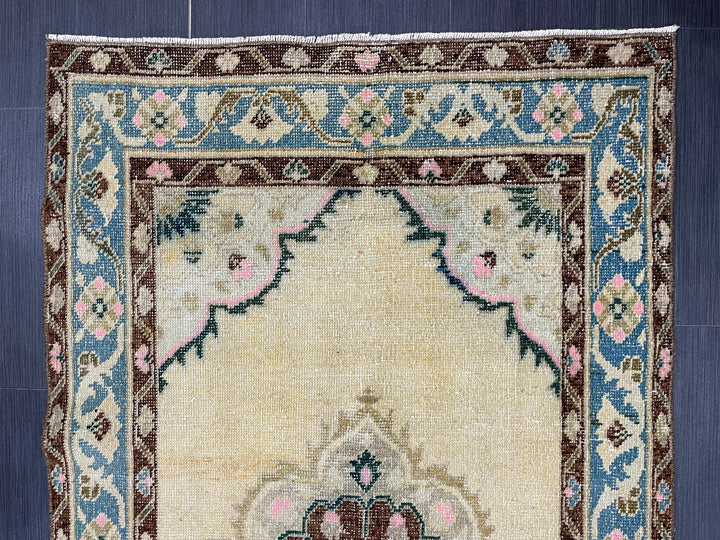 Beige Turkish Runner Rug 3' 6" x 6' 9" Hand-Knotted view