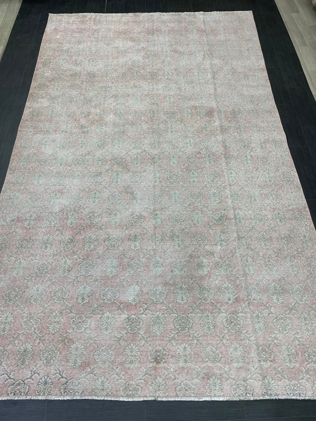 Beige Turkish Oushak Rug 7' 2" x 12' Hand-Knotted detail