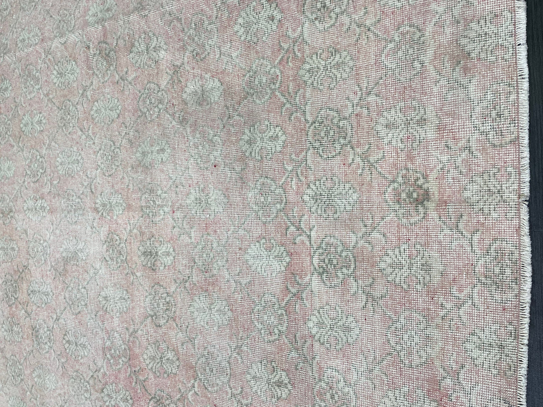 Beige Turkish Oushak Rug 7' 2" x 12' Hand-Knotted field