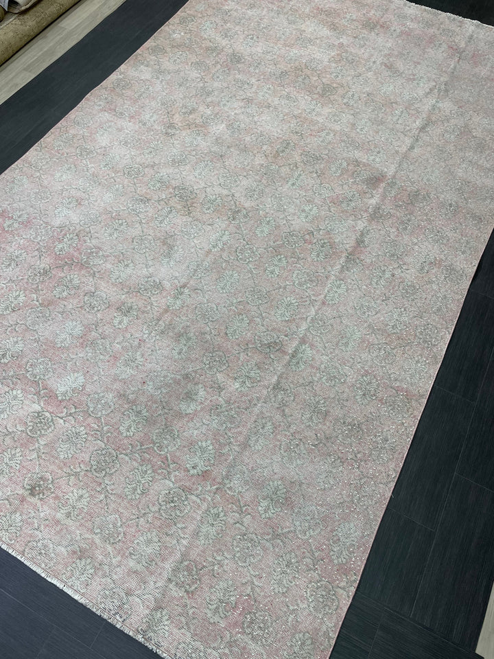 Beige Turkish Oushak Rug 7' 2" x 12' Hand-Knotted reverse