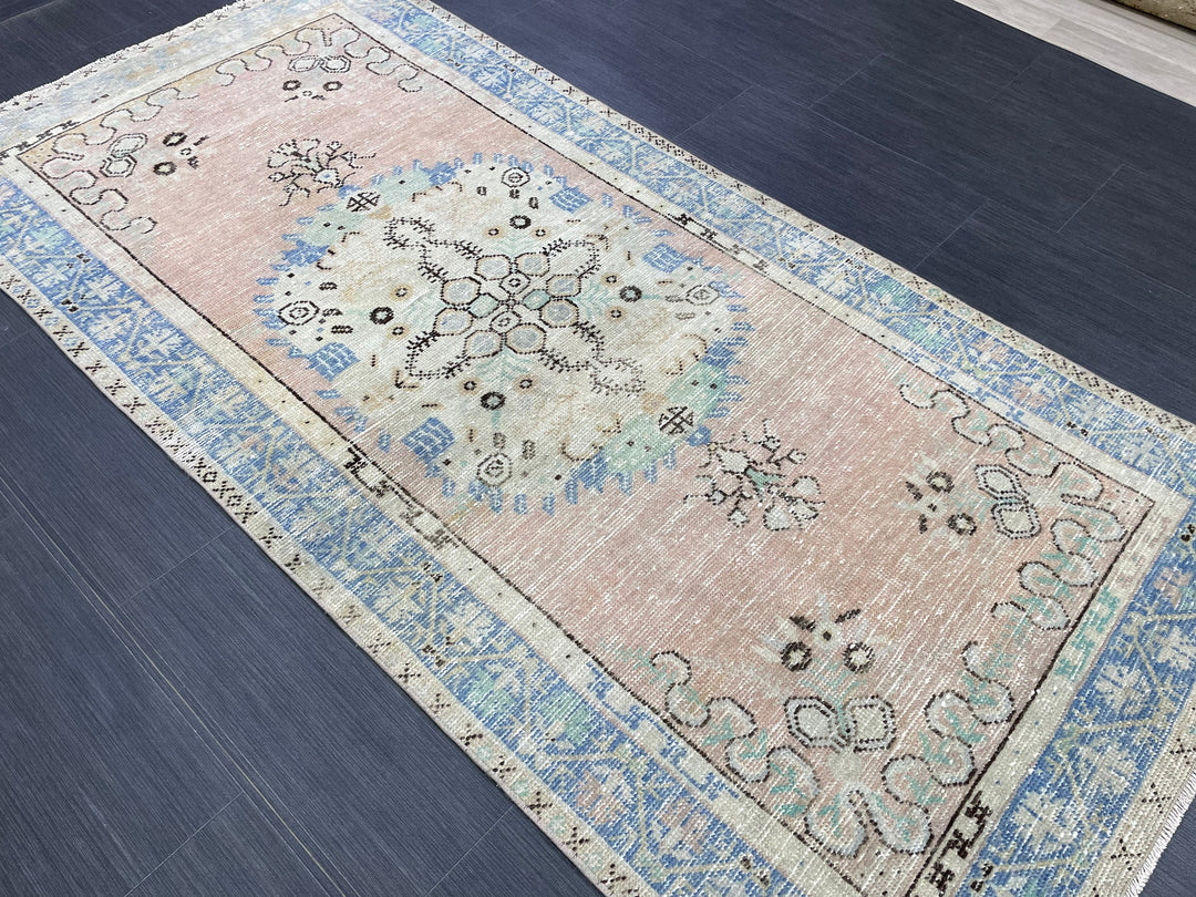 Beige Turkish Runner Rug 3' 2" x 6' 9" Hand-Knotted