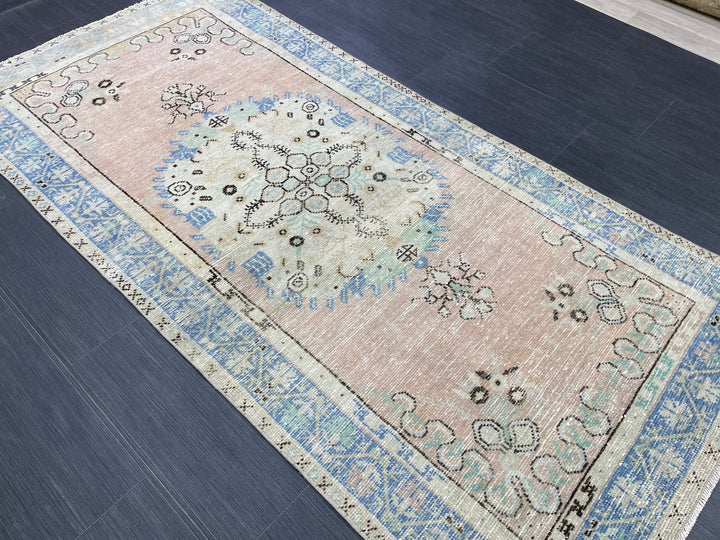 Beige Turkish Runner Rug 3' 2" x 6' 9" Hand-Knotted