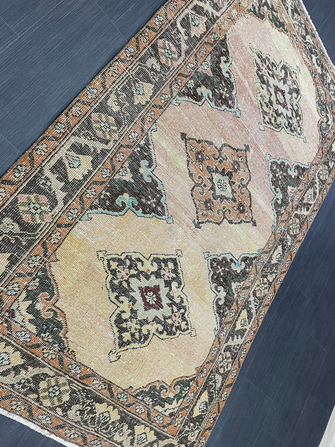 Beige Turkish Runner Rug 3' 9" x 6' 6" Hand-Knotted border