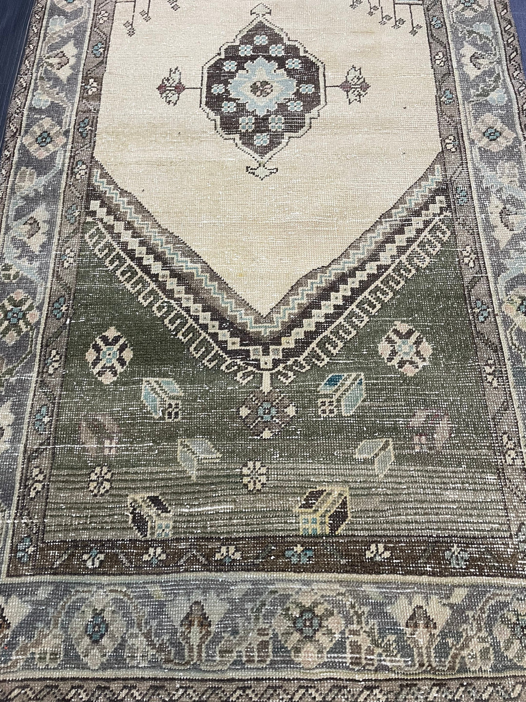 Beige Turkish Runner Rug 3' 9" x 6' 6" Hand-Knotted view