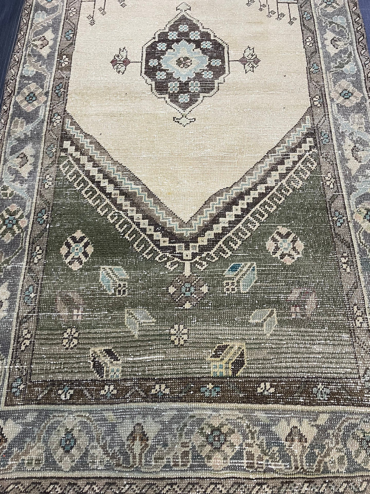 Beige Turkish Runner Rug 3' 9" x 6' 6" Hand-Knotted view