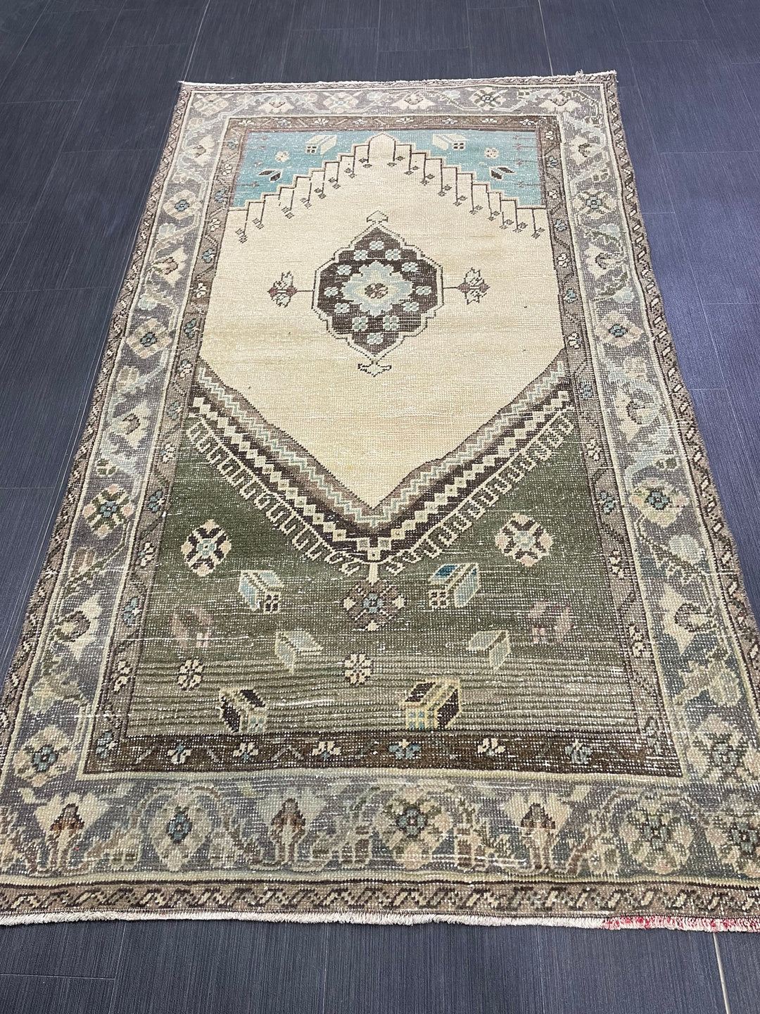Beige Turkish Runner Rug 3' 9" x 6' 6" Hand-Knotted view 9
