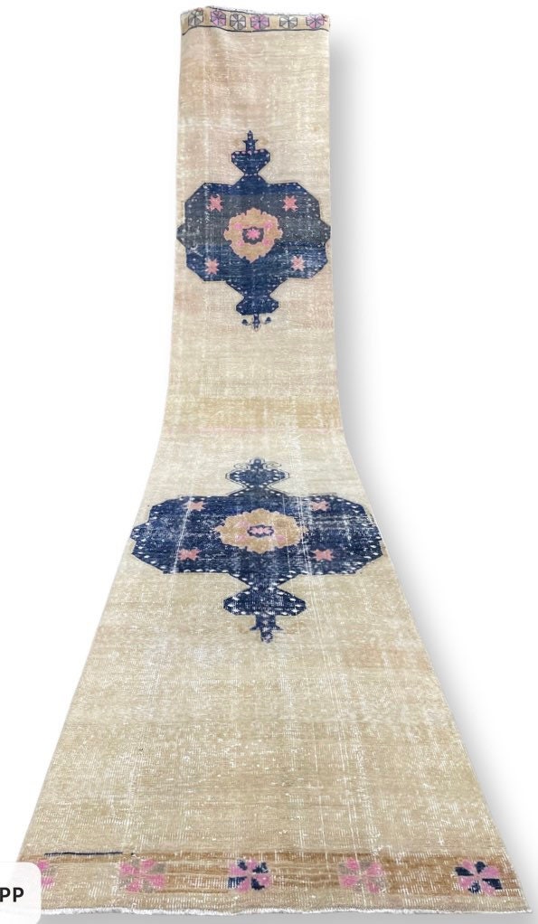 Beige Turkish Runner Rug 2' 11" x 16' 8" Hand-Knotted