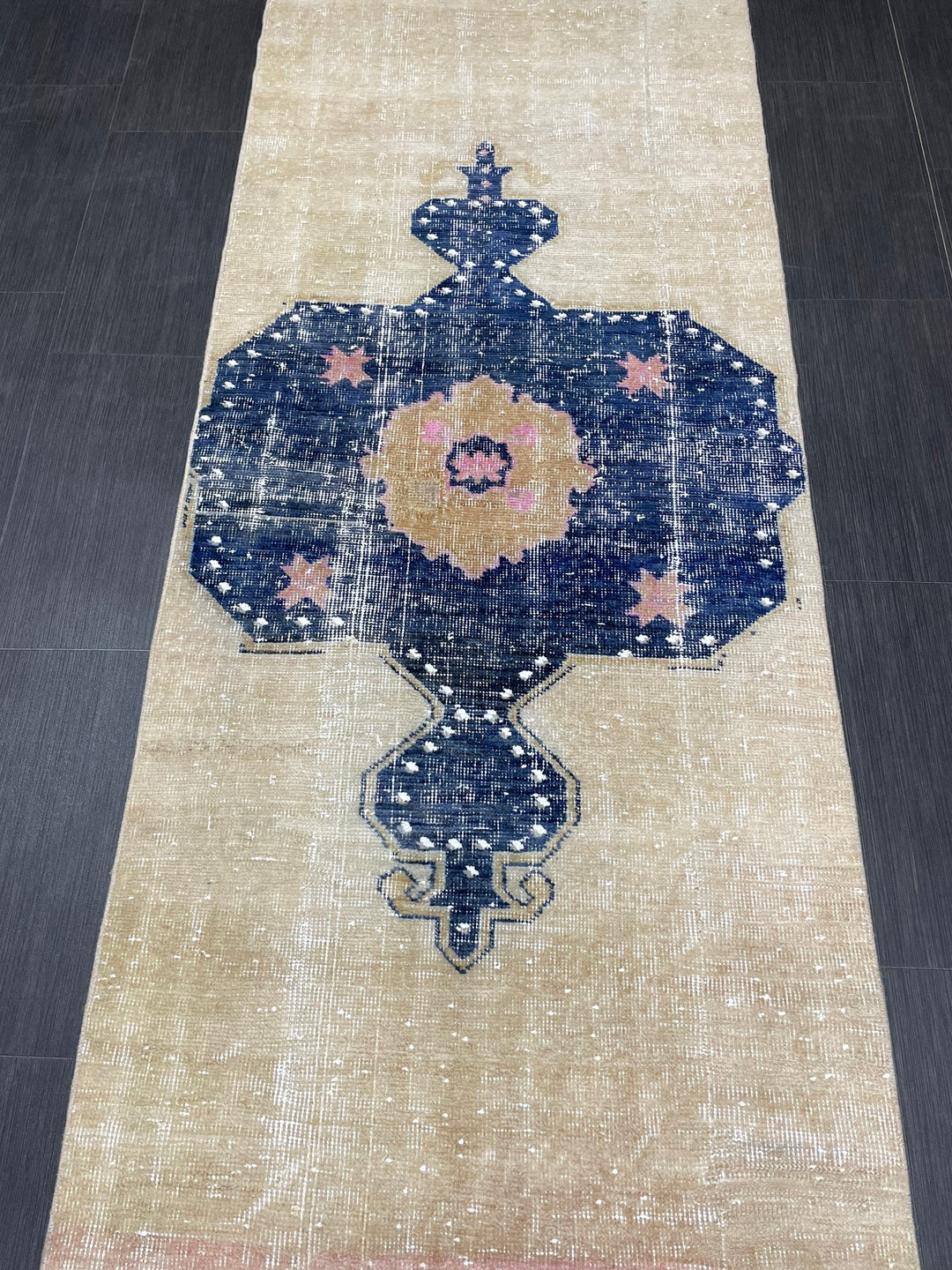 Beige Turkish Runner Rug 2' 11" x 16' 8" Hand-Knotted border